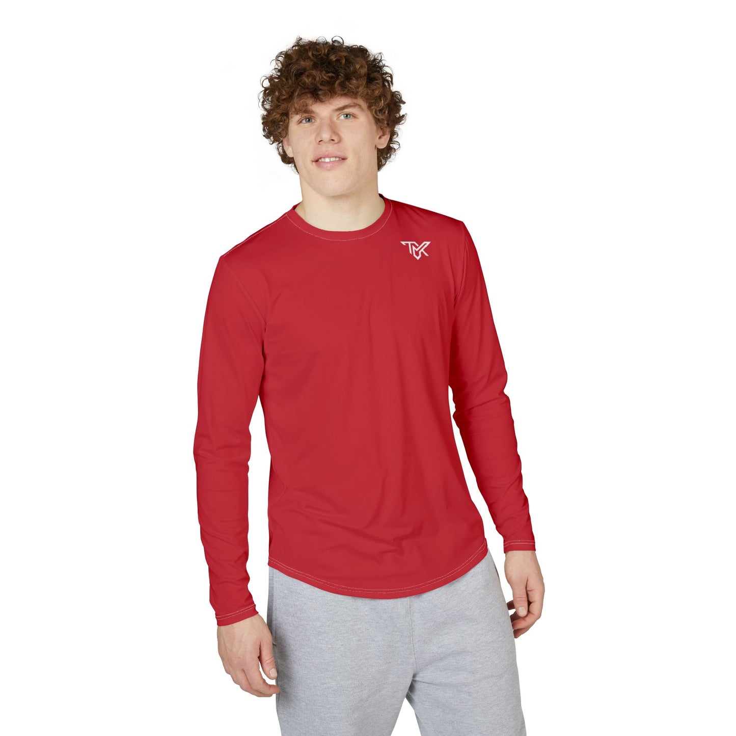 TMK Red Polyester Long Sleeve Top